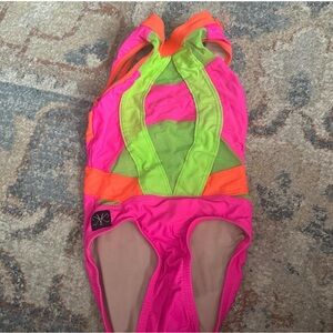 Colorful Kids Dance Costume with Neon Accents